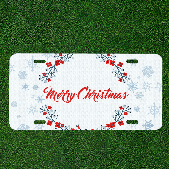Custom Personalized License Plate Auto Tag With Merry Christmas Design Art