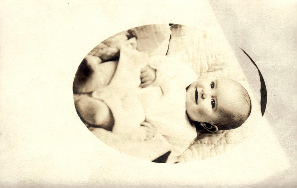 C1910 Edwardian Oval Vignette Baby Infant Portrait Real Photo Postcard RPPC