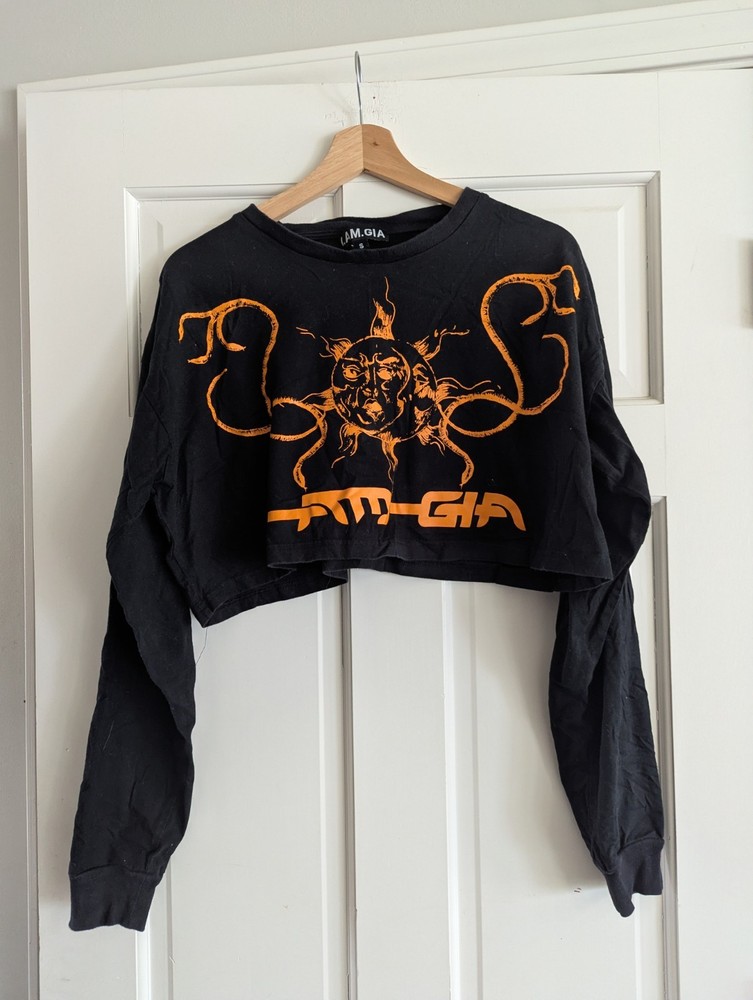 I Am Gia Australia Oversized Abstract Art Cropped Graphic Shirt Size S Sun Moon-image
