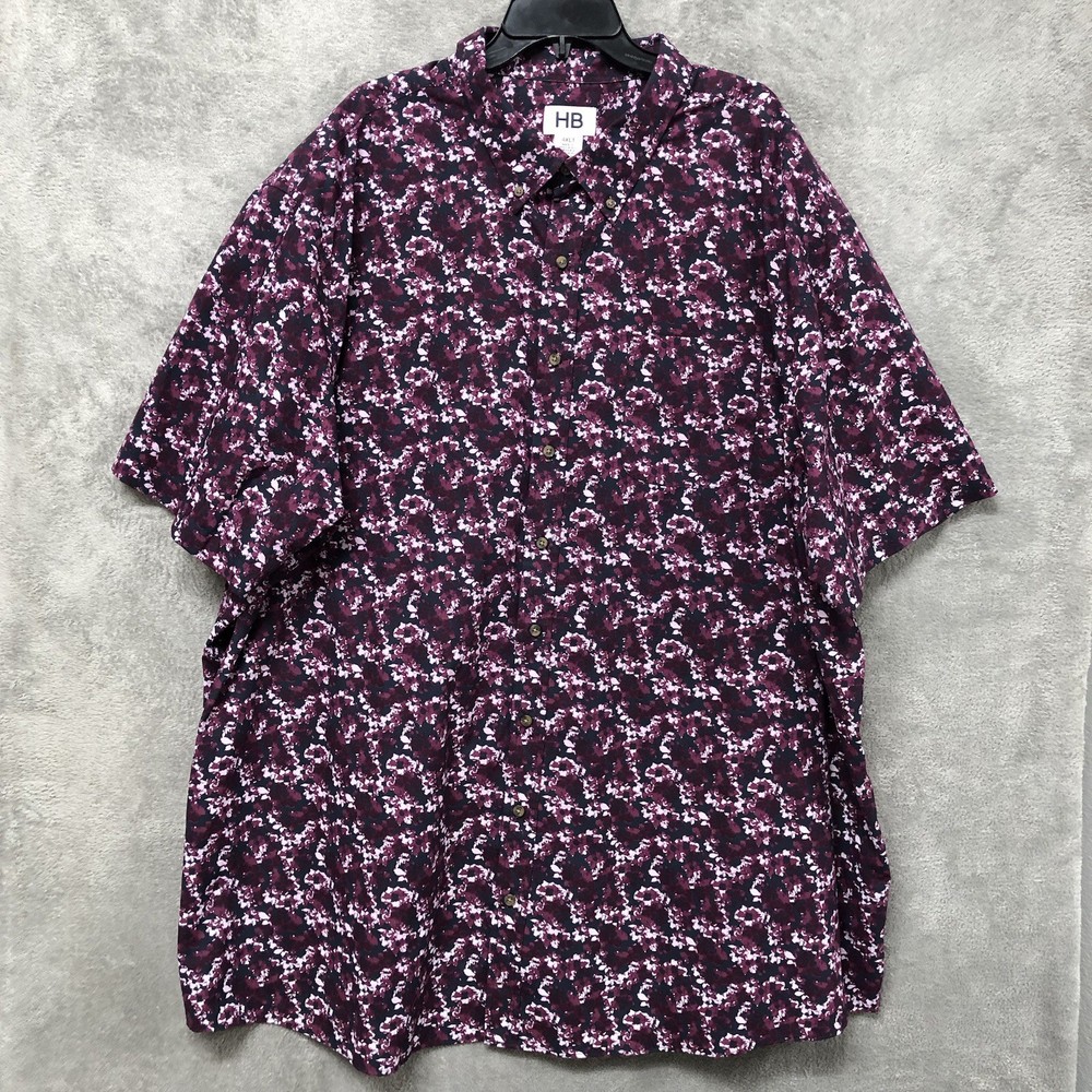 HB Mens Button Down Shirt 4XLT Floral Print