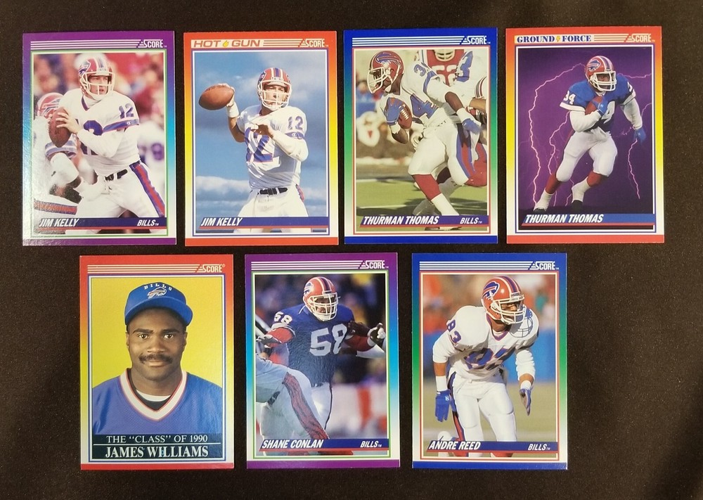 1990 Score Football BUFFALO  BILLS Team lot 7: JIM KELLY, THURMAN, ANDRE REED +2