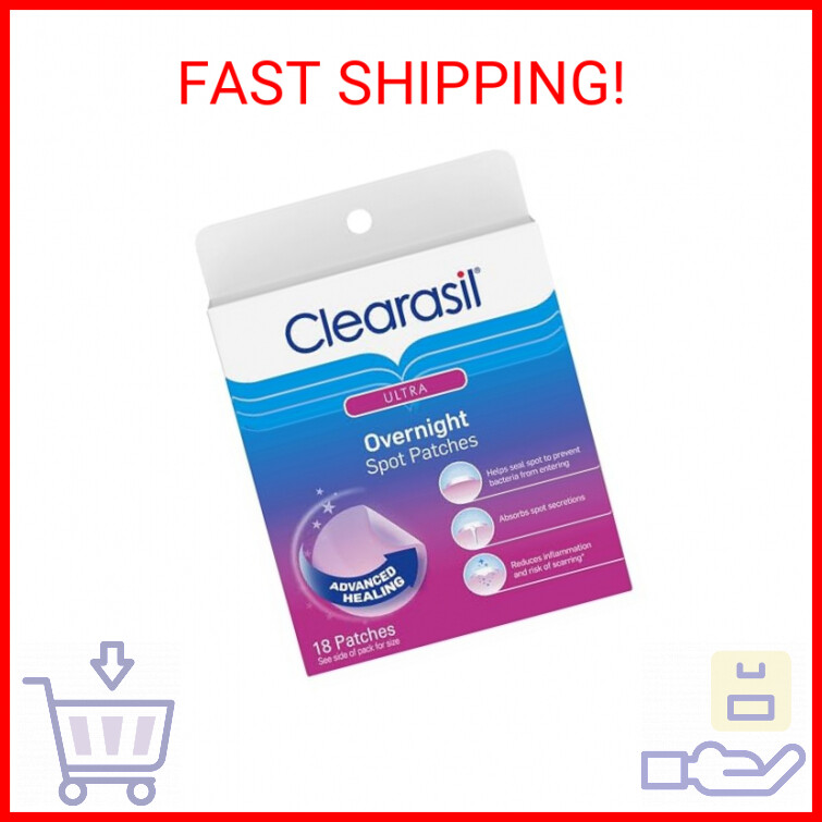 Clearasil Overnight Spot Patches, Advanced Healing Hydrocolloid Acne Pimple Trea