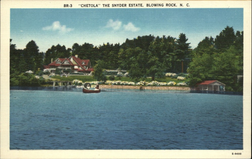Blowing Rock North Carolina Chetola Snyder estate canoe unused vintage postcard