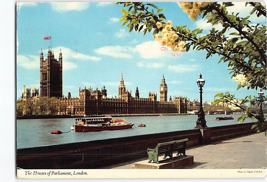 Postcard Houses of Parliament London England