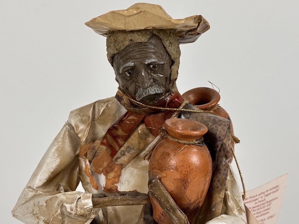 VTG Mexican Folk Art Handmade Paper Mache Sculpture Man Villager Figurine w/Tags