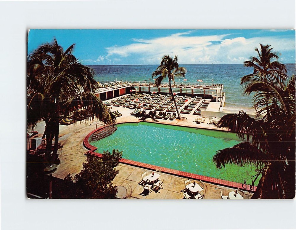 Postcard Pool & Ocean View The Crown Hotel Miami Beach Florida USA