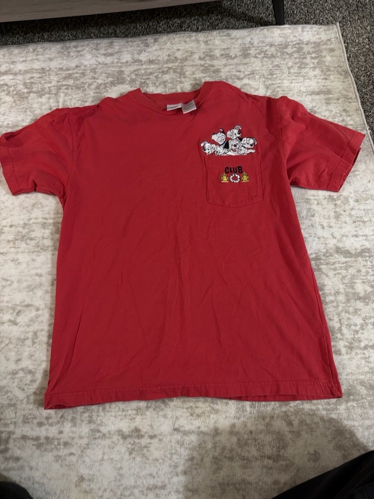 Vintage Disney Store 101 Dalmatians Pocket T Shirt Red Large