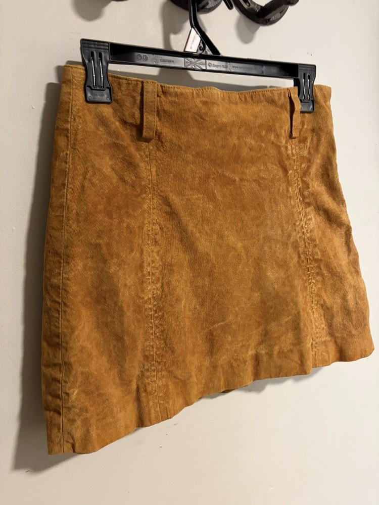 Zara Women's Suede Mini Skirt with Side Zipper Brown, Size Small