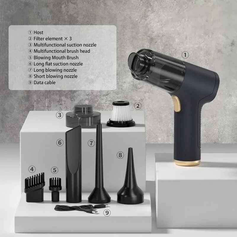 Wireless Car Vacuum Cleaner 1290000Pa Suction& Blow 2 in1 Portable Handheld Home
