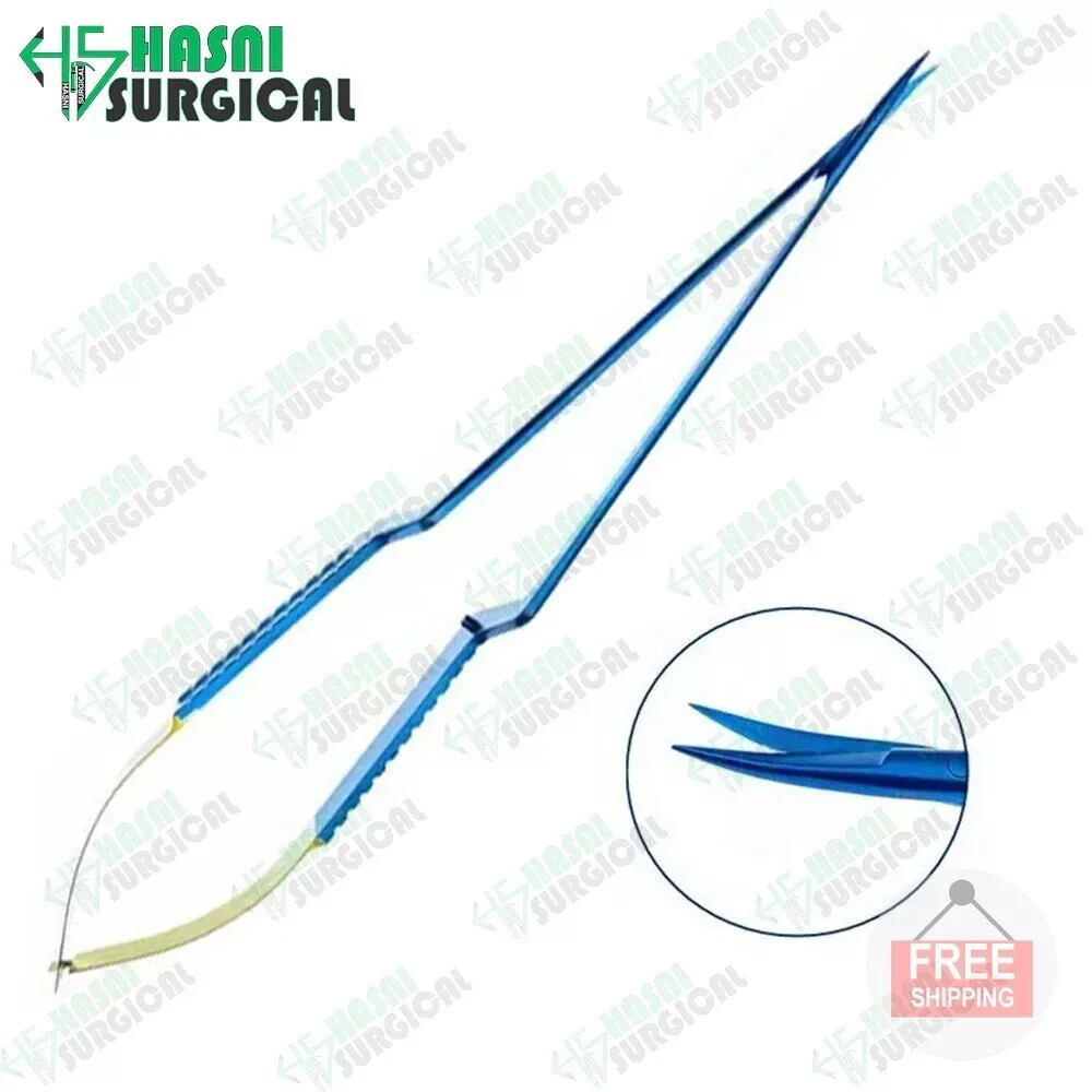 Titanium Micro Scissors for Neurosurgery – Flat Handle, 11mm (1-Pcs) Curved