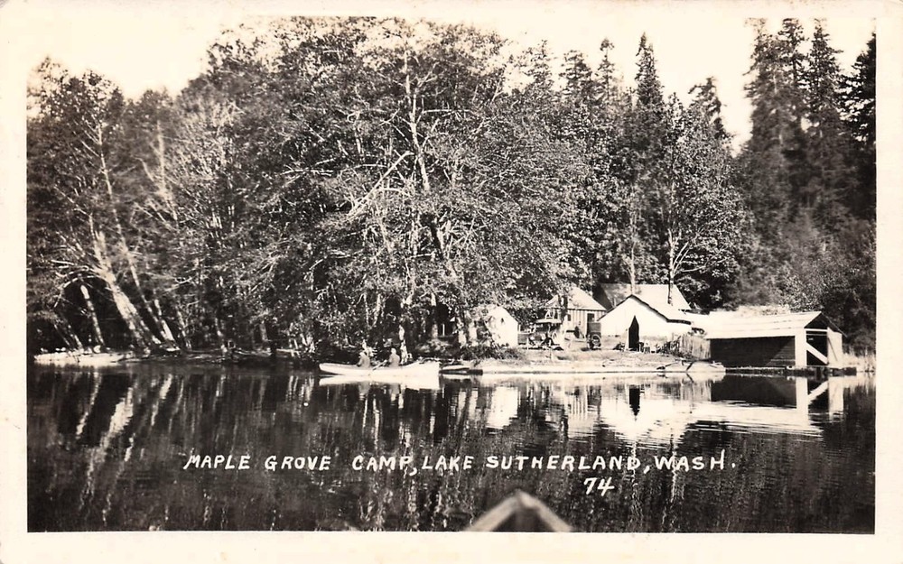 RPPC Maple Grove Camp Lake Sutherland Washington Port Angeles Photo Postcard I12