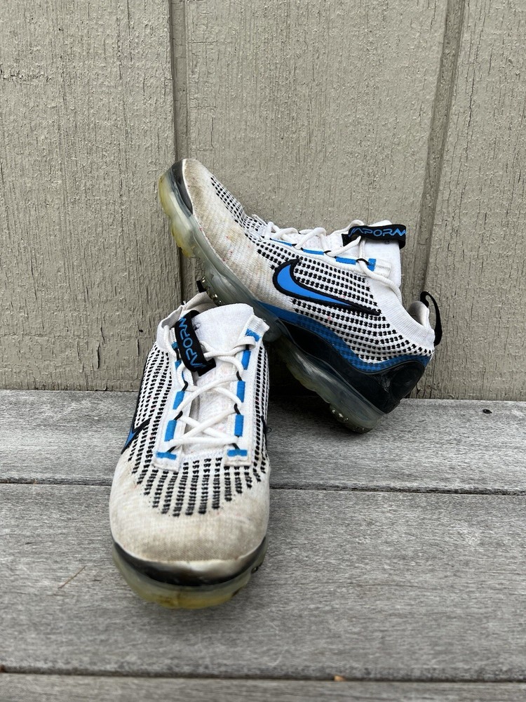 Nike Air VaporMax 2021 Flyknit Shoes Women Size 7 / 5.5Y White Blue DB1550-101