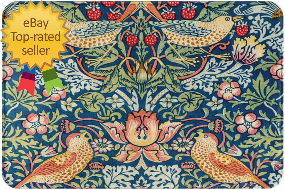 20X30 Inch William Morris Bath Mat Strawberry Thief Floral Pattern Bathroom Rugs