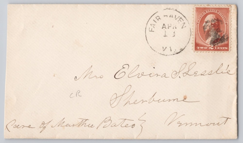 Fair Haven, Vt. addressed to Sherburne, 2c Washington, 1913 Postal History