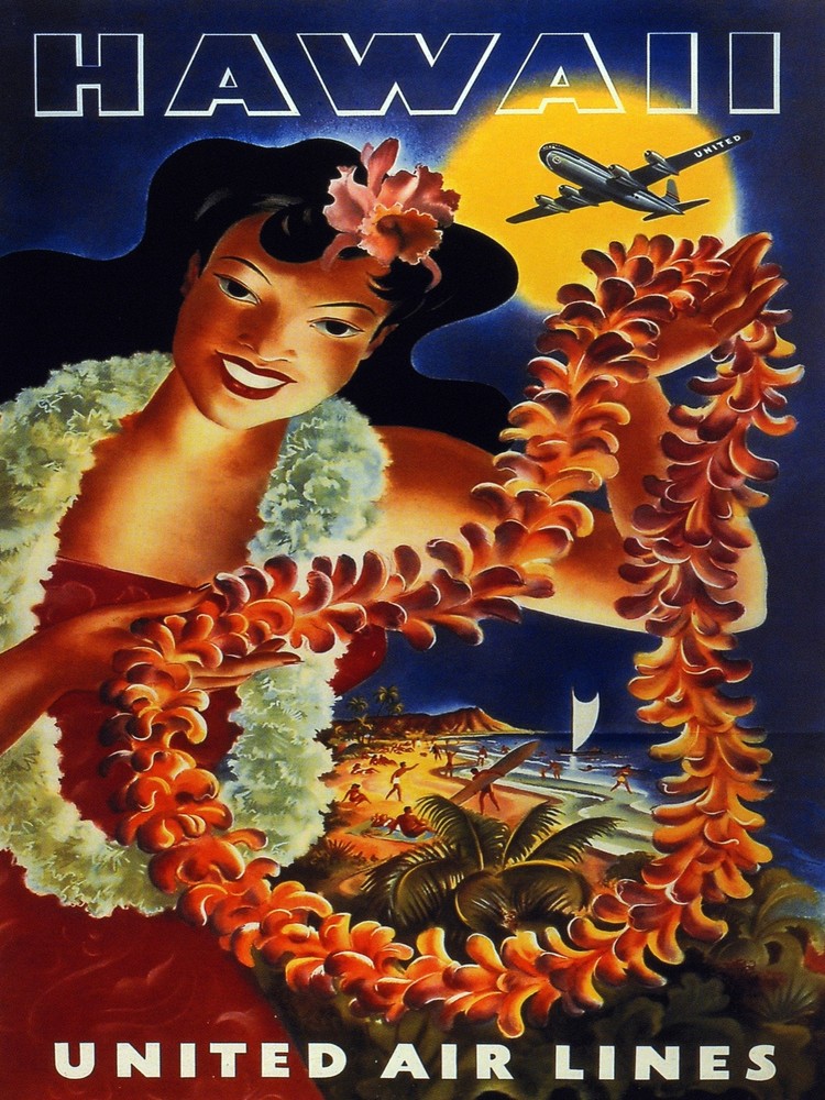 8092.Decoration Poster.Home Room wall art design.Hawaii travel ad.Aviation Decor