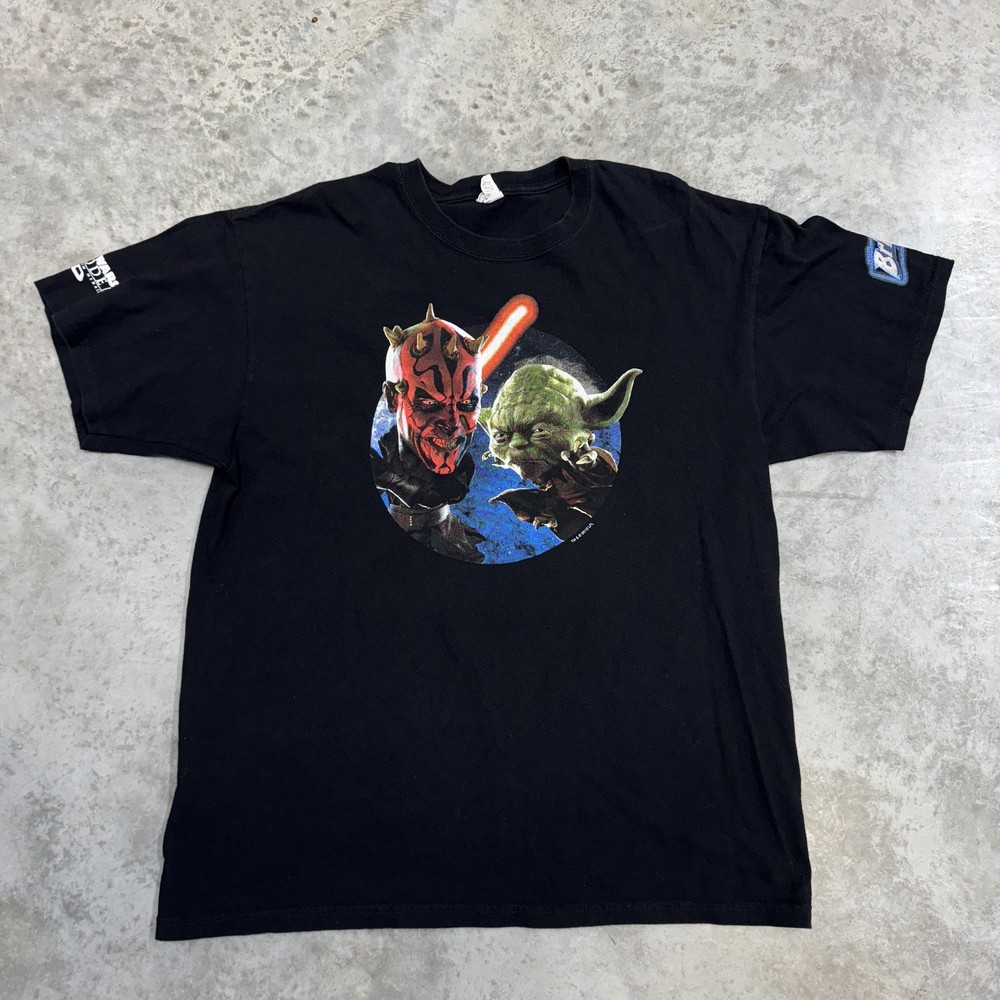 Star Wars Shirt Mens XL Yoda Darth Maul Episode I 3D Graphic Tee phantom menace