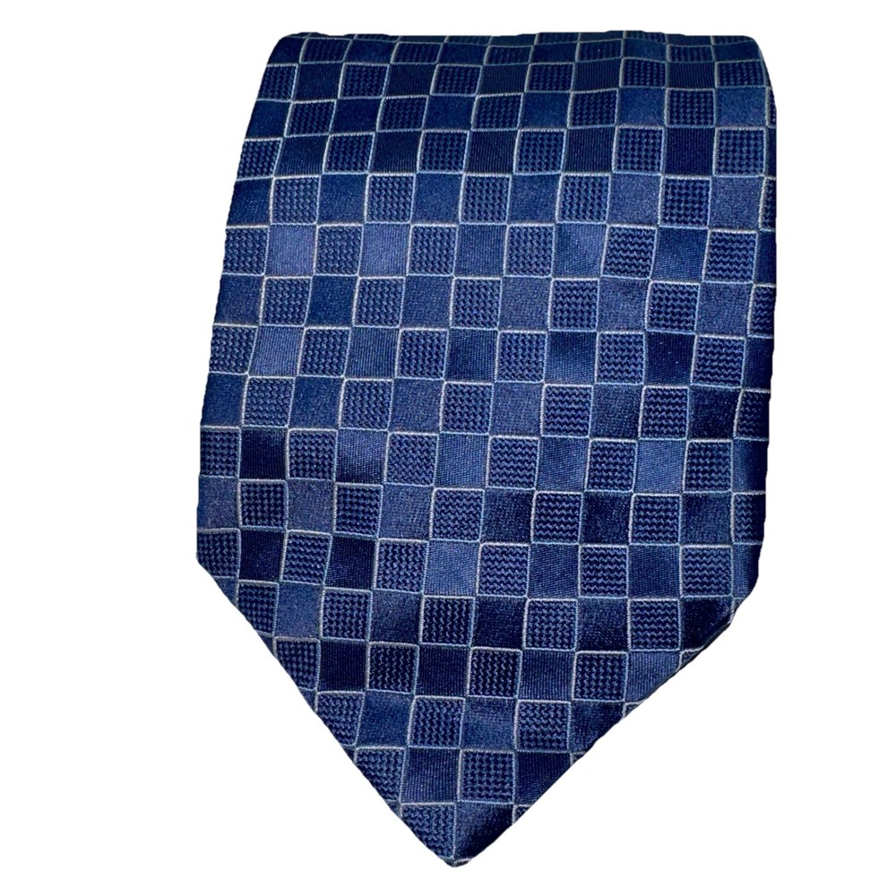 Ermenegildo Zegna Blue Geometric Square Silk Made in Italy Neck Tie 58”x3.75