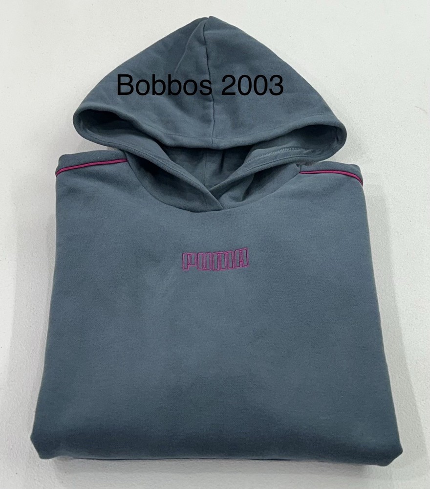 Puma Women's Long Sleeve Fleece Kangaroo Pocket Hoodie, Blue, Size L