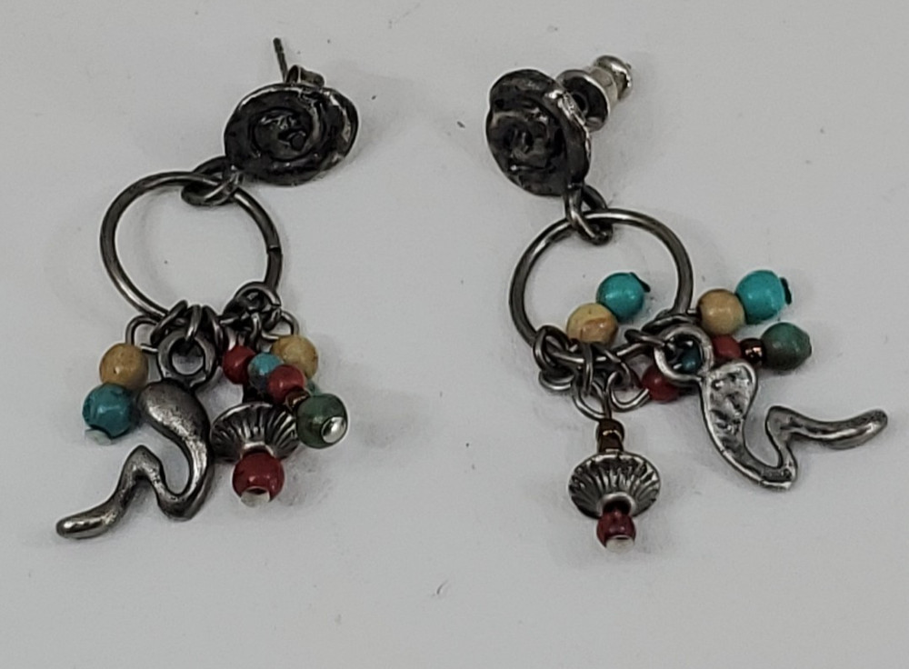 Vintage Sterling Silver Ornate Dangle Earrings