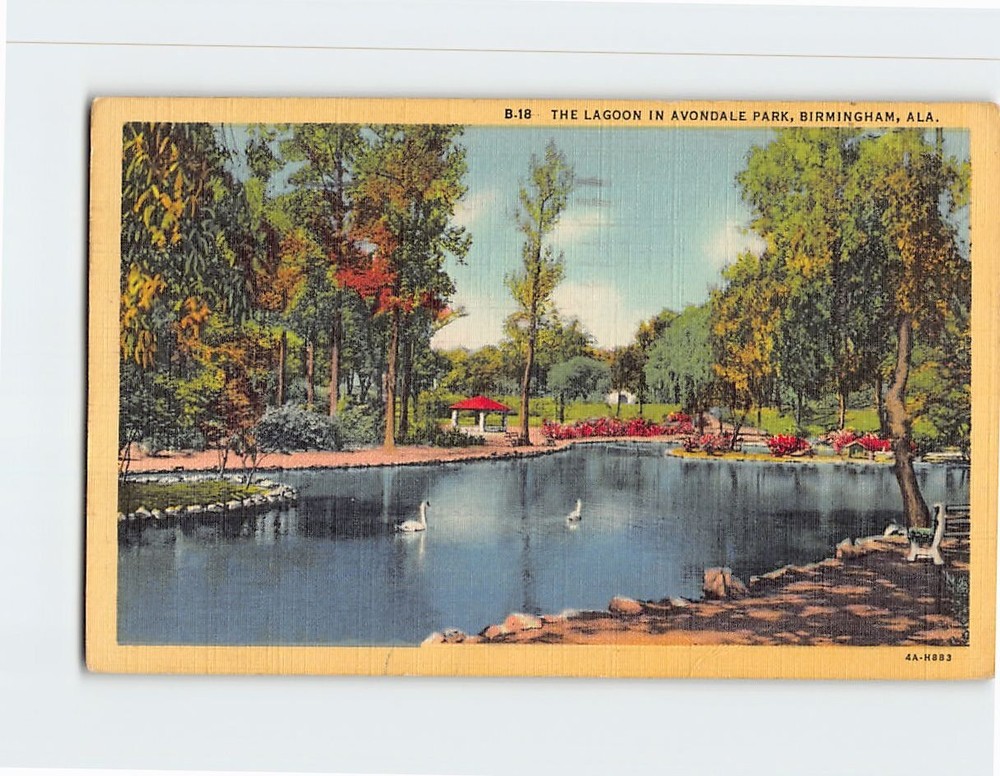 Postcard The Lagoon Avondale Park Birmingham Alabama USA