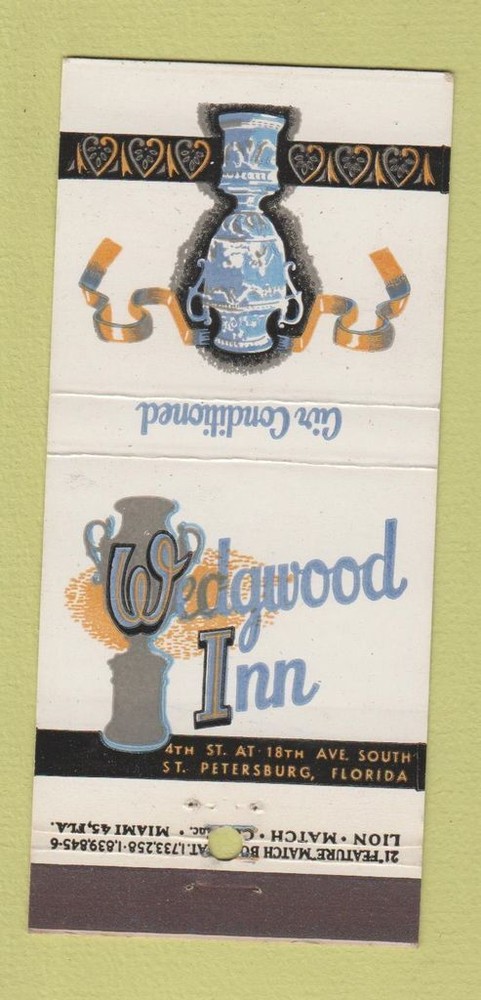Matchbook Cover - Wedgwood Inn St Petersburg FL 21 Strike Feature