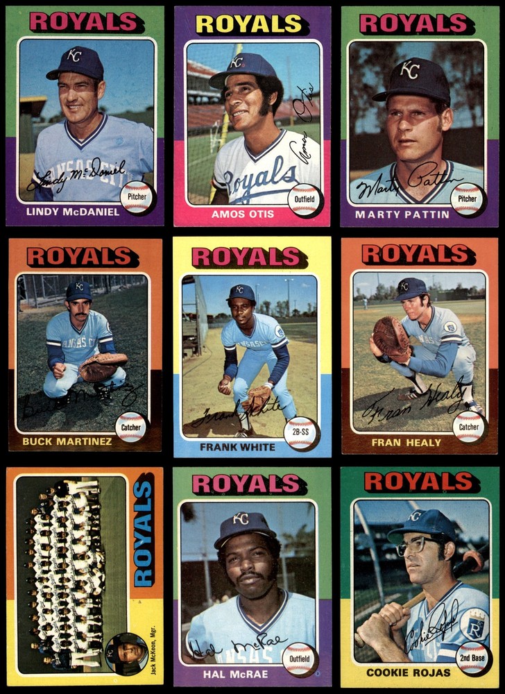1975 Topps Kansas City Royals Near Team Set 5.5 - EX+ 7131685 (21 / 27 cards)