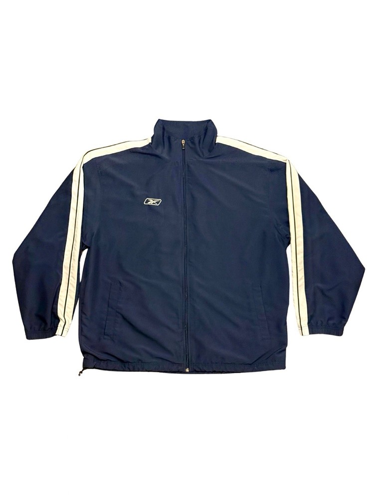 Reebok Track Jacket Men XL Navy Blue Full Zip Athletic Windbreaker Vintage
