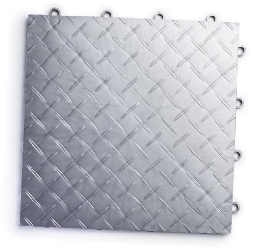 Durable Diamond Plate Interlocking Garage Floor Tiles 48-Pack