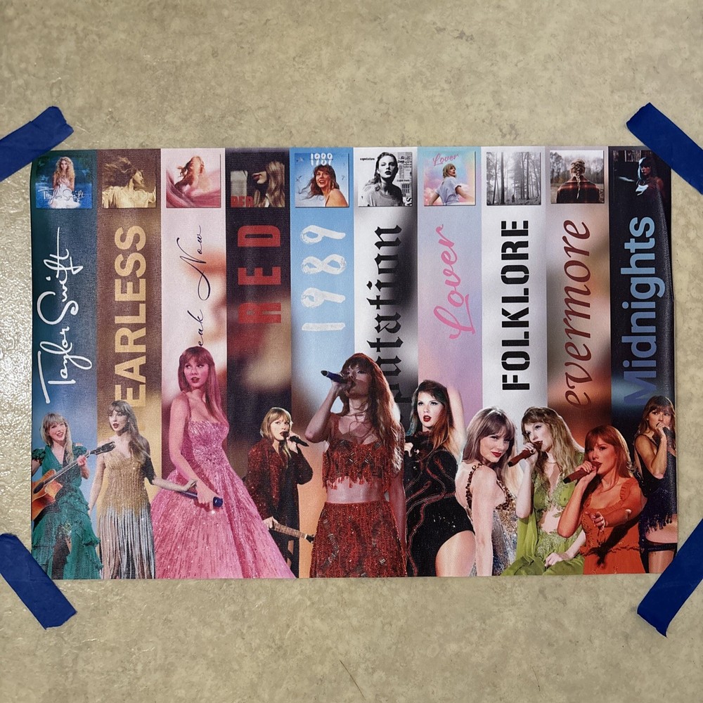 Taylor Swift Music Albums Eras Poster Wall Art 12x18 Canvas Print