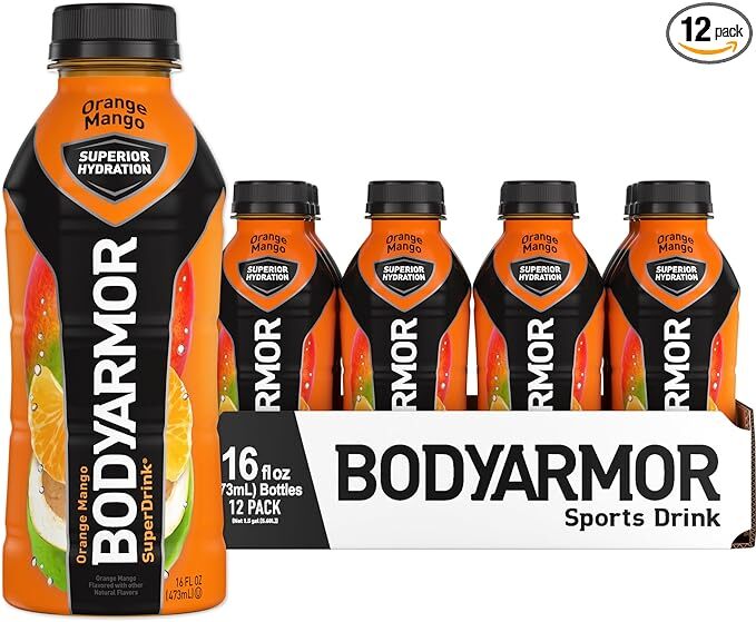 12-Pack BODYARMOR Sports Drink Sports Beverage, Orange Mango w/ Vitamins 16oz