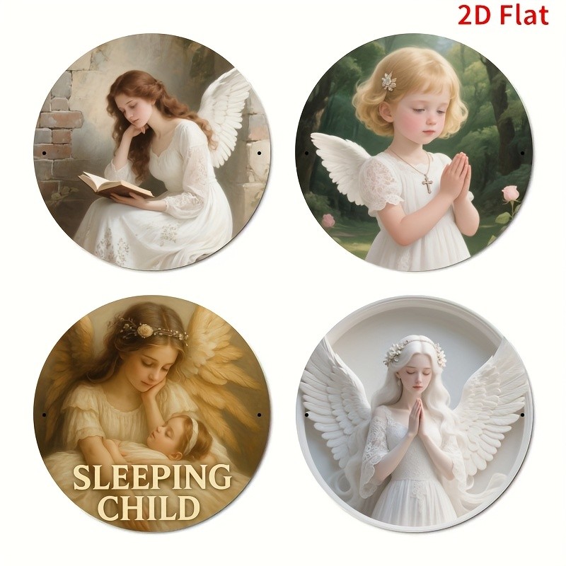 4pcs Halloween Round Aluminum Paintings Home/Kitchen Decor