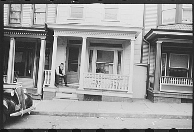 Photo:Shenandoah Pennsylvania 1930s Porch House Man Sitting Farm Security
