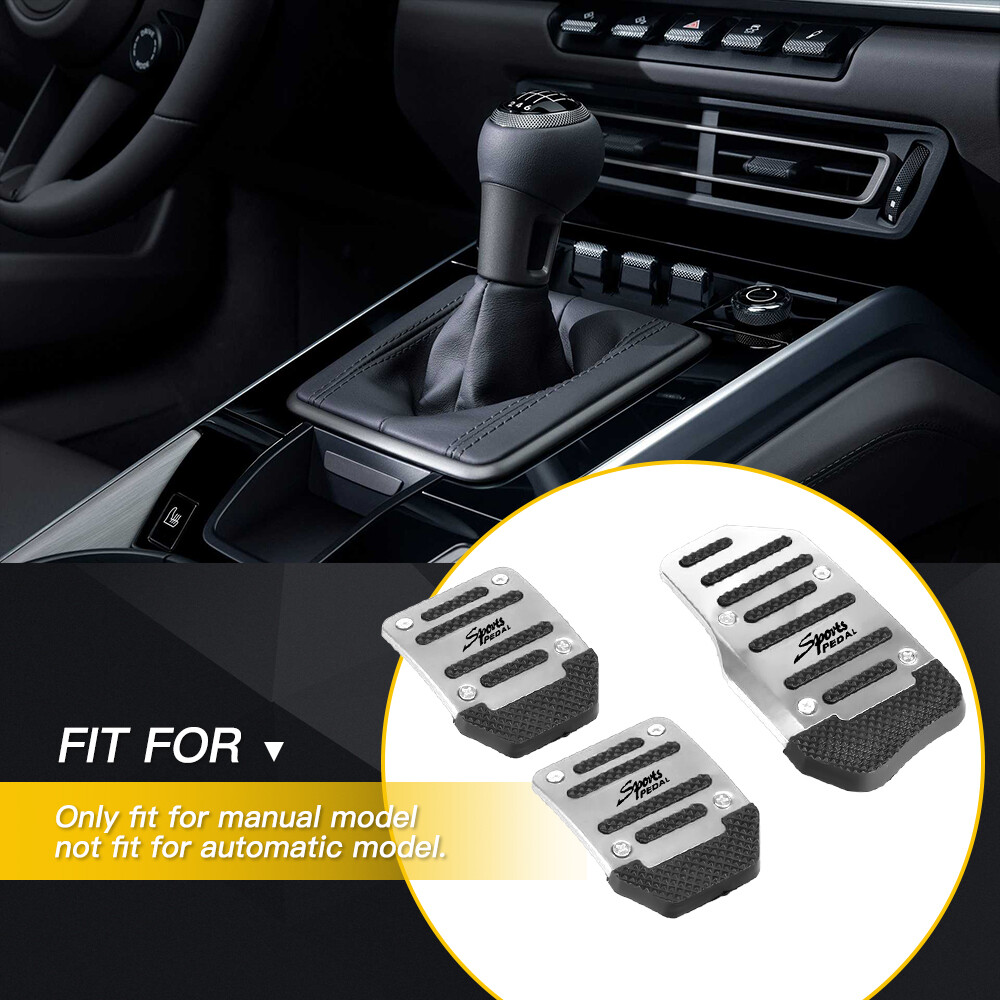 Non-Slip Silver Foot Brake Pedal Cover Kit Manual Transmission Car Upgrade