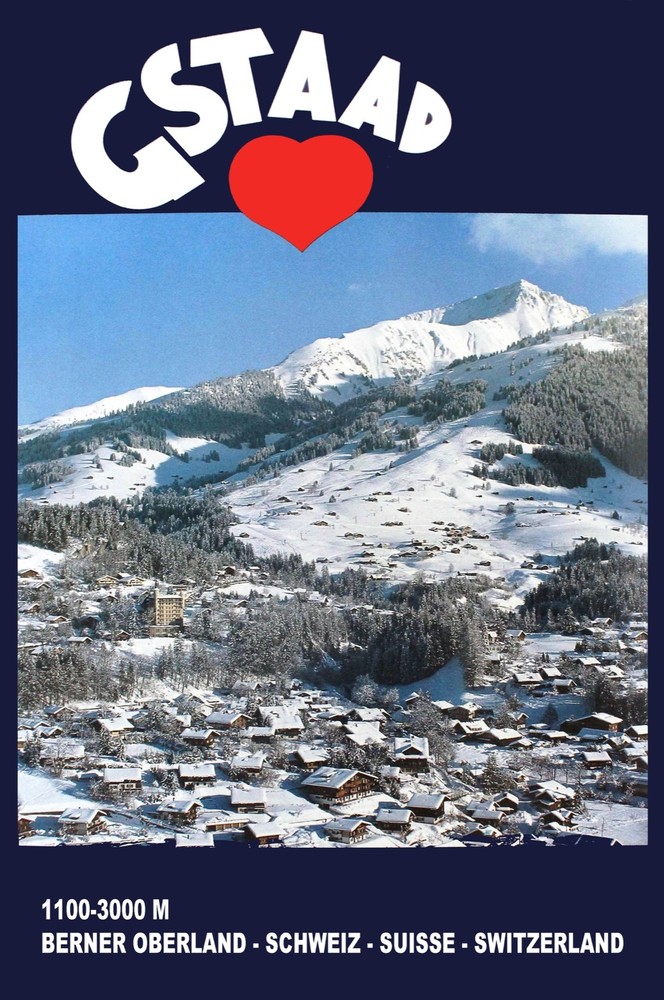 Decorative POSTER.Home room Interior art design.Ski Resort Gstaad.Skiing.7107