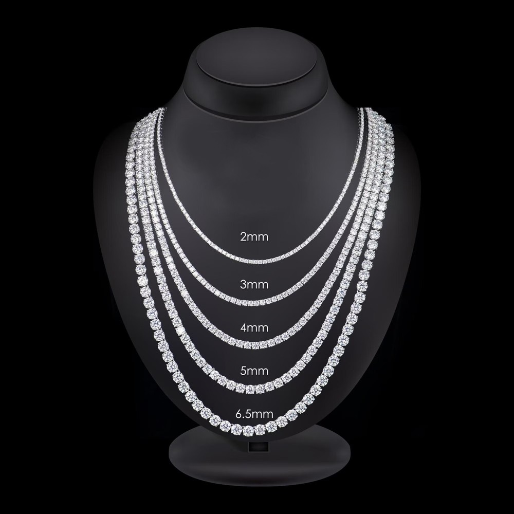 3mm to 6mm Lab Grown Diamond Tennis Necklace in 925 Sterling Silver