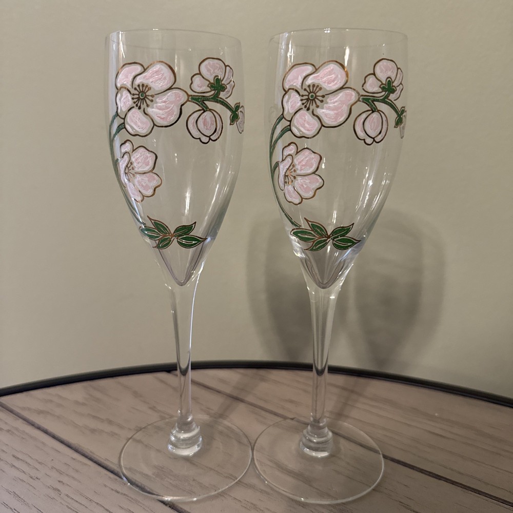 Vintage Perrier Jouet Champagne Flutes 7.5