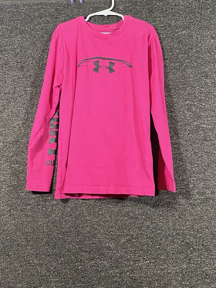 Under Armour Heat Gear Youth Girls Pink Long Sleeve Shirt Size YSM