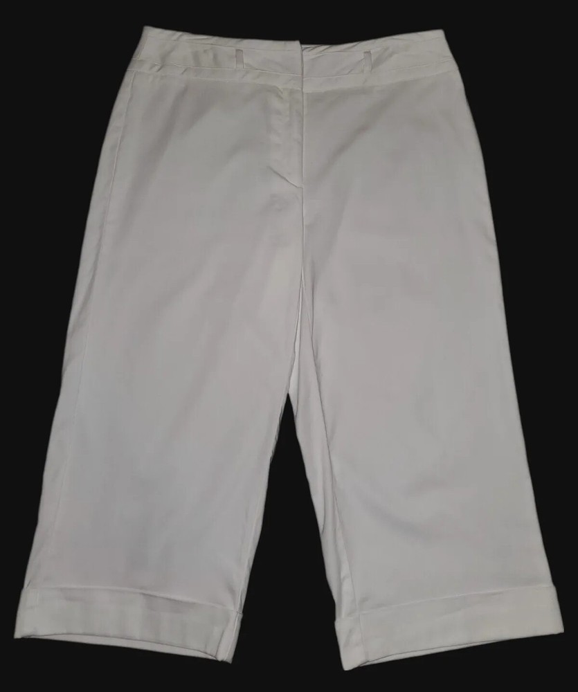 Covington Stretch White Cotton Wide Leg Capri Pants Women's Size 4