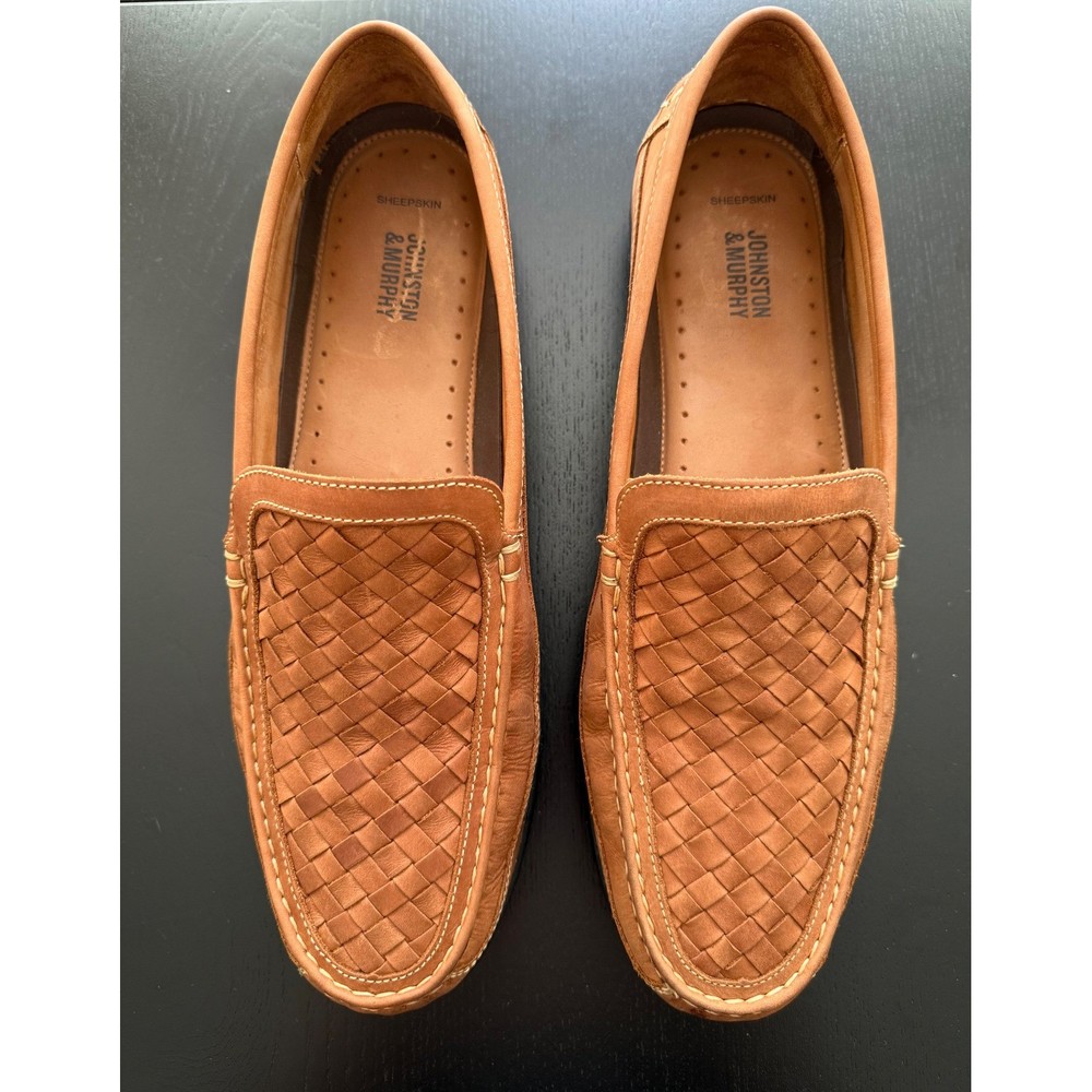 Johnston & Murphy Venetian Sheepskin Leather Slip-On Loafer Mens Size 13 M Brown