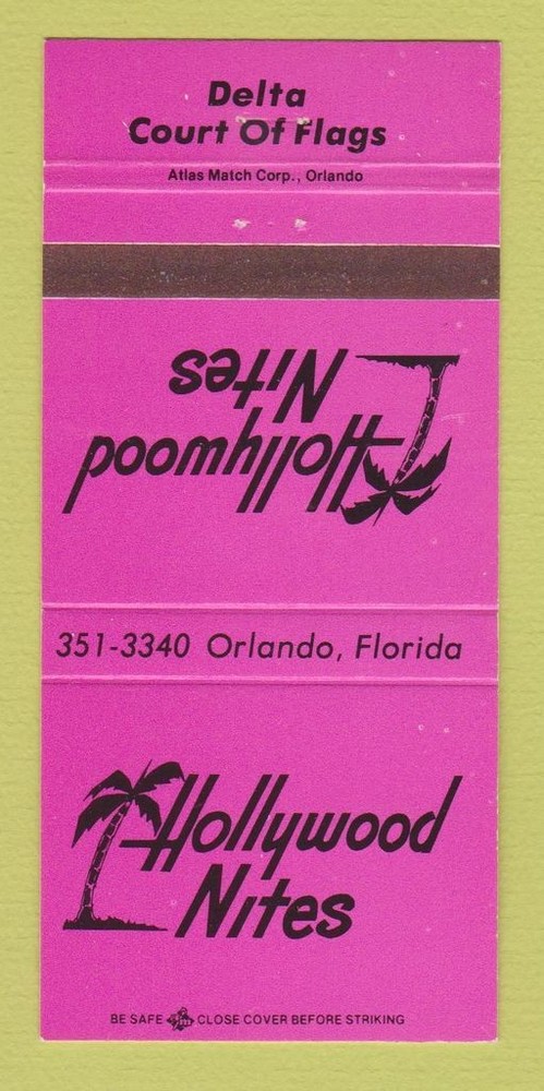 Matchbook Cover - Hollywood Nites Orlando fL 30 Strike
