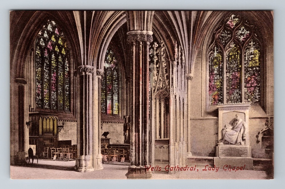 United Kingdon- Wells Cathedral Lady Chapel Old Card Postal PC Vintage Postcard