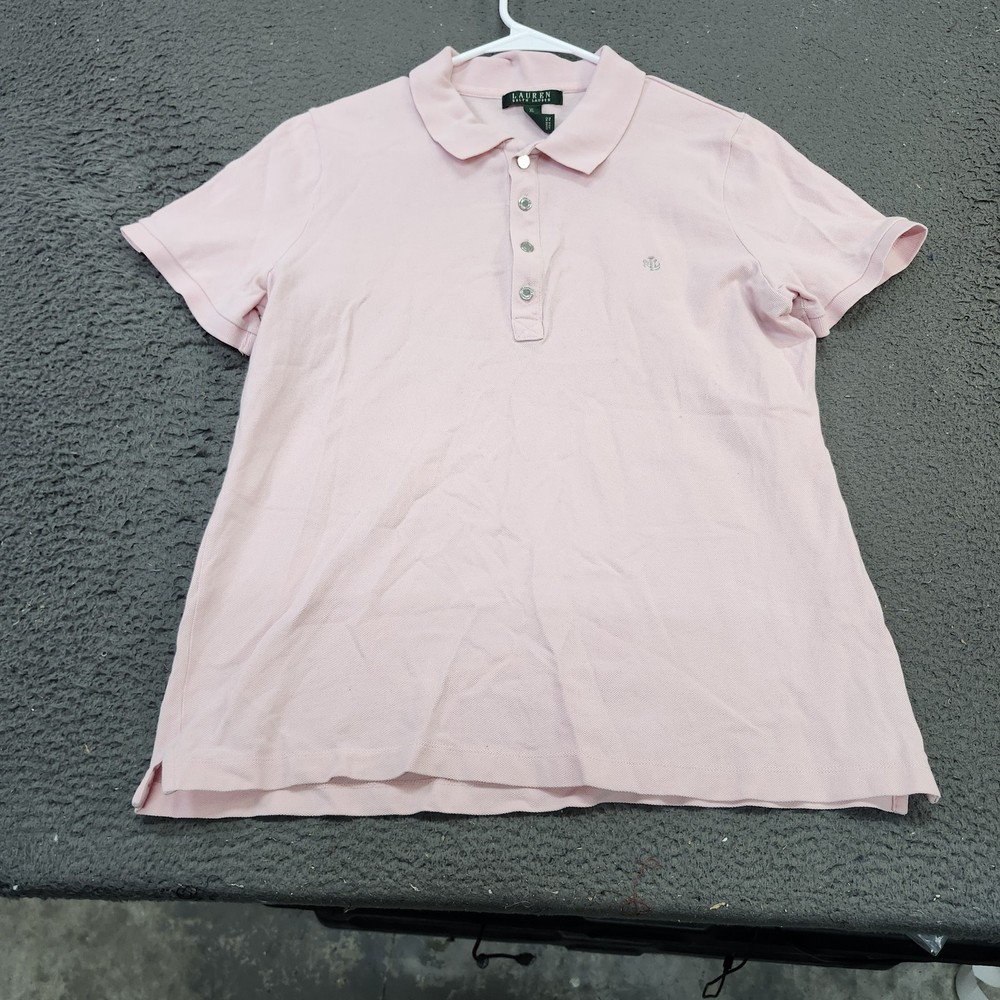Lauren Ralph Lauren Polo Shirt Womens XL Pink Short Sleeve Cotton Pique Top