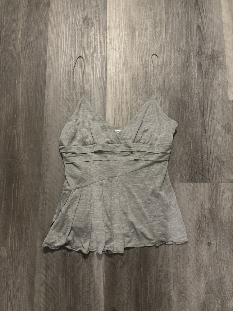 Vintage Y2K Italy Christian DIOR Grey Tank Top 100 percent Silk Size Small women