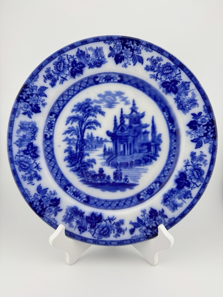 Antique Early 1900’s Royal Doulton Burslem England Madras Flow Blue Dinner Plate