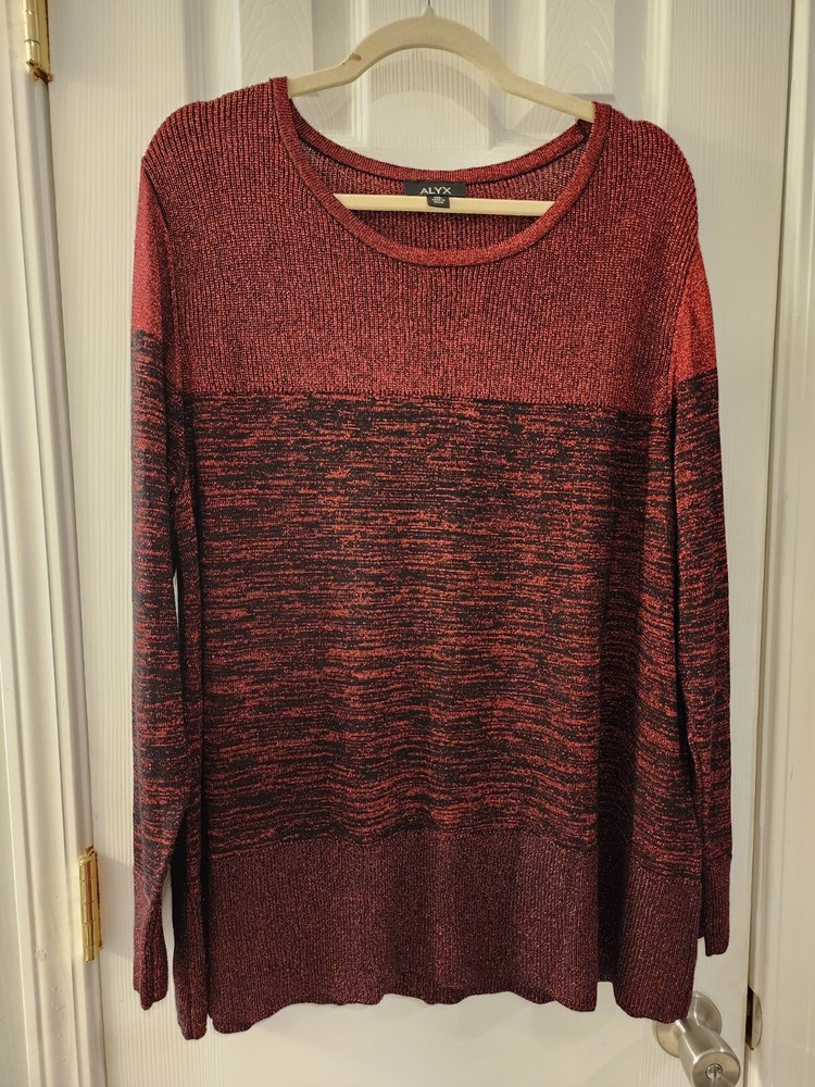 Alyx Sparkly Red Dressy Sweater Plus Size 2X