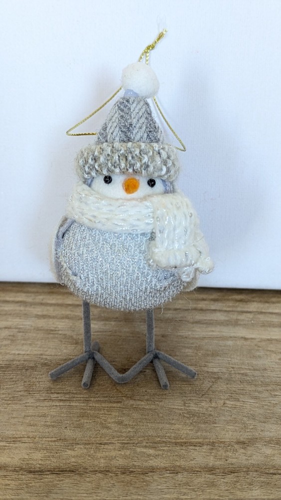 Target Christmas Featherly Friends Bird Ready for Winter Gray White Hat Ornament