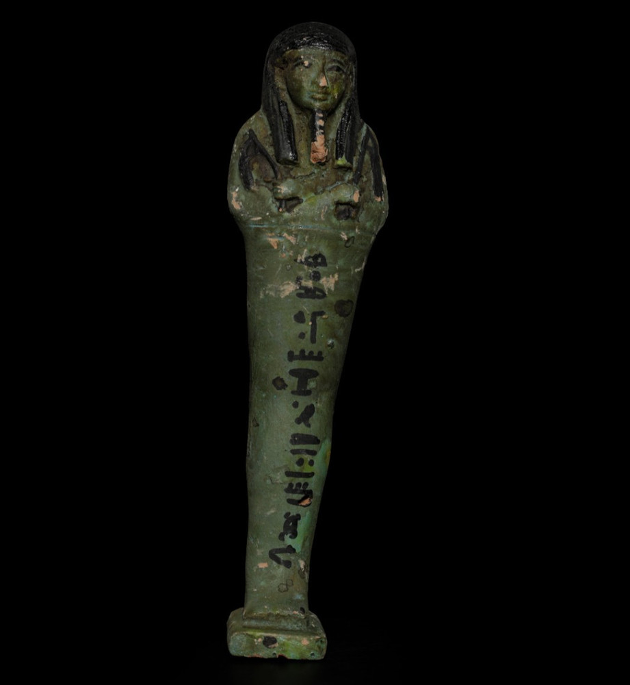 Ancient Egyptian Ushabti Statue Rare  Faience Shabti With Hieroglyphs Artifact