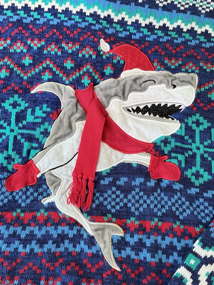 Blizzard Bay Sweater Size M Fair Isle Shark Santa Ugly Christmas Party Holiday