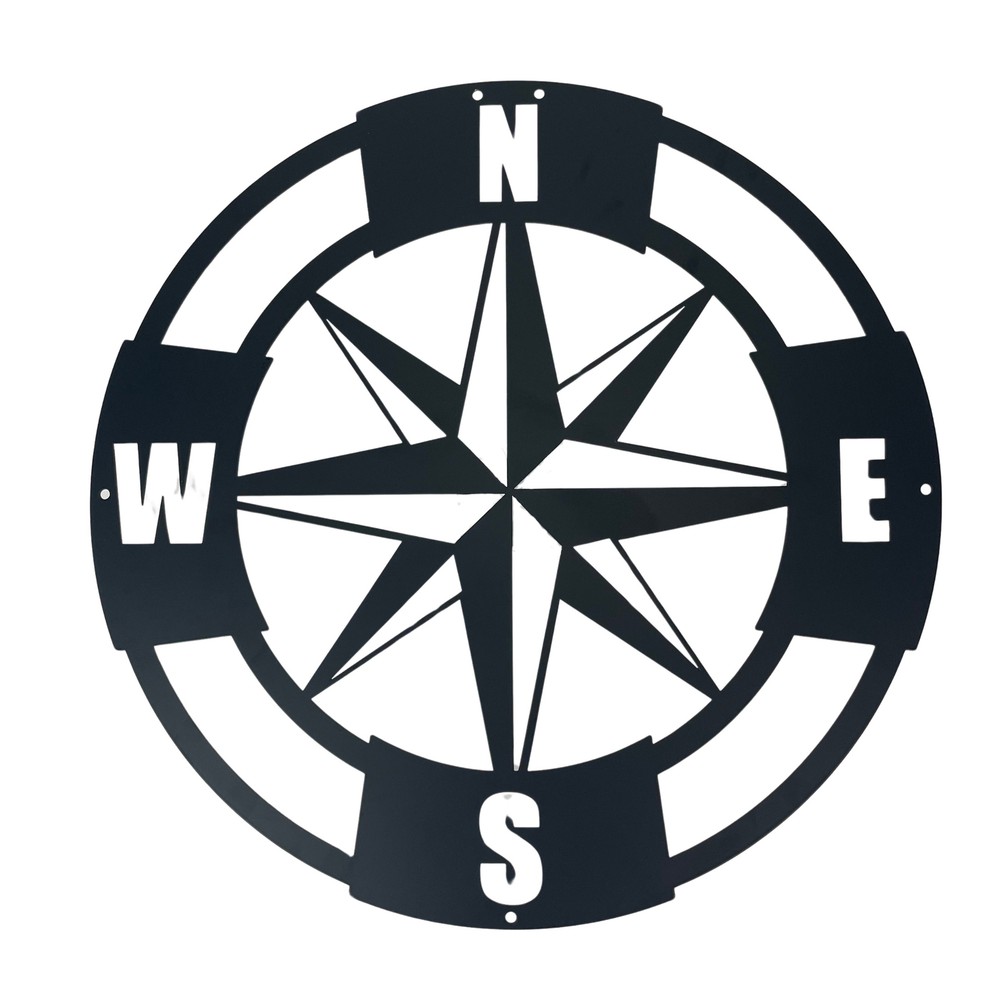 Intricate Metal Compass Rose Wall Art – 15.5 Inch Diameter