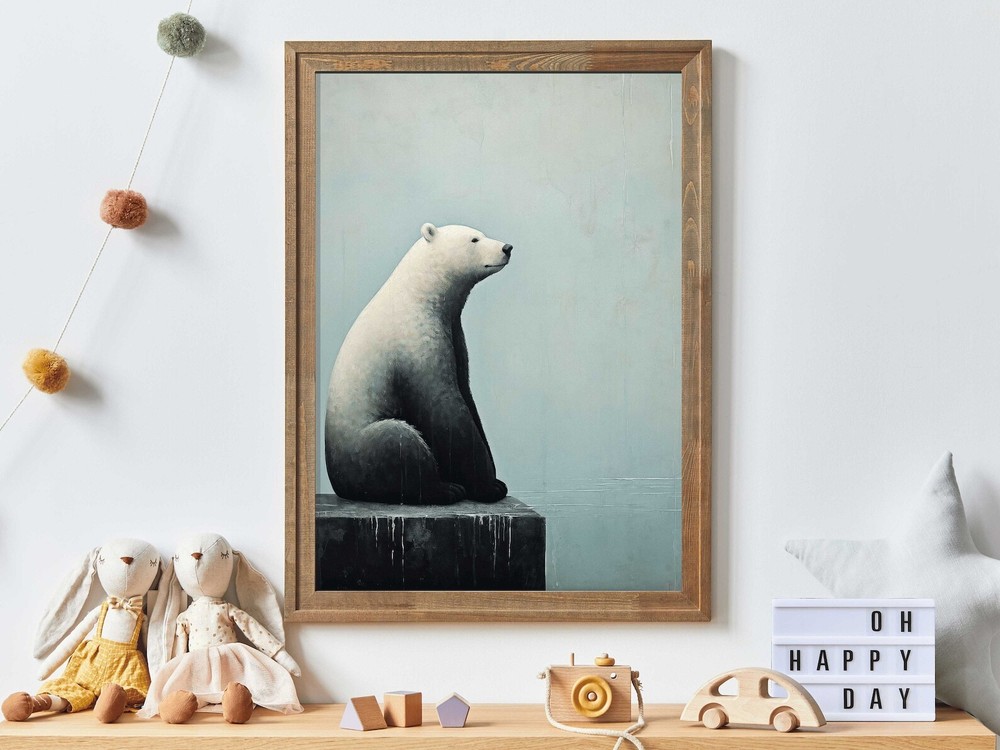 Polar Bear Wall Art Polar Bear Nursery Decor Minimalist Animal Print Nursery
